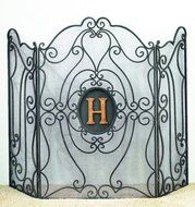 FIREPLACE SCREENS - SHERBORNE MANOR MONOGRAM FIREPLACE SCREEN - BURNISHED GOLD