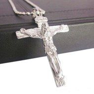 Men's Hot Chic Trendy Stainless Steel Silver Jesus Cross Chain Pendant Necklace N2
