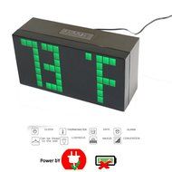 T Tocas Big Number LED Snooze Wall Desk Alarm Clock Thermometer Calendar (Blue)