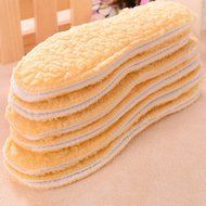 Spritech(TM) Soft Winter Warm Thickening Yellow Imitation Wool Insole for Women and Men N4