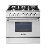 Anself THOR KITCHEN 36-inch Stainless Steel Professional Gas Range Free Standing Dual Fuel Range, 5.2 Cu. Ft,... N3