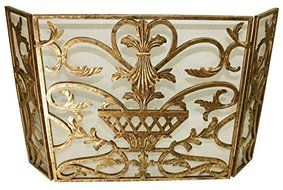 FIREPLACE SCREENS - "COUGHTON COURT" FIREPLACE SCREEN - ITALIAN GOLD PATINA