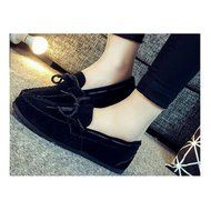 KAKA(TM) Girl Women Spring Autumn Causal Round Toe Shoes Slip-On Flat Black 37 N15
