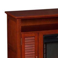 Leven 48 in. Portable Free Standing Traditional Electric Indoor Wood Burning Fireplace in Classic Mahogany, with... N5