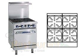 Imperial Commercial Restaurant Range 24" With 4 Burners/Standard Oven Natural Gas Model Ir-4