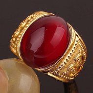 Environmental Men&#039;s 14K Gold Filled US Size 9.5 Ruby Carving Ring Jewelry D405