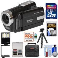 Vivitar DVR-508 HD Digital Video Camera Camcorder (Black) with 32GB Card + Case + LED Video Light + Flex Tripod... N2