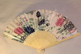 Oriental Lady White Bamboo &amp; Silk Hand Folding Fan, Wall Art, Decoration (hot pink) N5