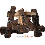 Moda Flame Ceramic Fireplace Wood Log Set 10 pc Set