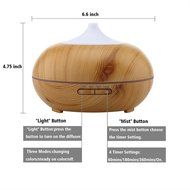 Essential Oil Diffuser, TWOPAGES &reg; 300ml Wood Grain Cool Mist Ultrasonic Humidifier with 4 Timer Settings for... N6