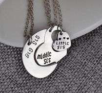 Hot Family Gift Big Middle Little Sister Heart Pendant Silver Plated Necklace N4