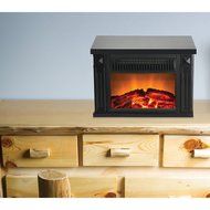 Warm House TZRF-10344 Zurich Tabletop Retro Electric Fireplace - Medium Wood-Print Finish N2