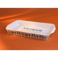 Pillivuyt Garrigue Rectangular Baker,14.25 x 8.5 inch, White/Lavender &amp; Olive foliage