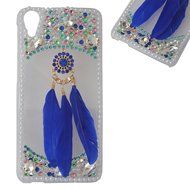 HTC Desire 626 Case,Yaheeda 3D Pearls Sparkle Plume Feather Chain Fashion Bling PC Hard Case for HTC Desire 626 N69