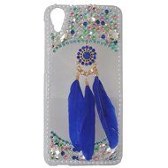 HTC Desire 626 Case,Yaheeda 3D Pearls Sparkle Plume Feather Chain Fashion Bling PC Hard Case for HTC Desire 626 N70