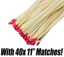 Polished Brass Fireplace Matchstick Holder &amp; 40 Long Matches Bundle. Classic 8 Inch Tall, Two-Tone Design Complements... N3