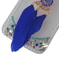 HTC Desire 626 Case,Yaheeda 3D Pearls Sparkle Plume Feather Chain Fashion Bling PC Hard Case for HTC Desire 626 N77