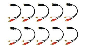 C&amp;E CNE63417 2 x RCA Male, 1 x 3.5mm Stereo Female, Y-Cable 6-Inch Gold Plated Connector, 2-Pack N2
