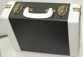 Holiday Gifts Black &amp; White Portable Turntable Suitcase USB Record Player Ambassador Vitkatronics