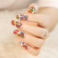 EVTECH(TM) 4 Pcs Rose Peony Carnation Flower Patterns Nail Polish Strips 12 double-ended Nail Decals Strips Nail... N8