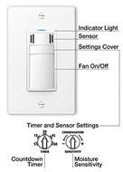 DewStop FS-300-W1 Adjustable Bathroom Fan Control Switch, White N3