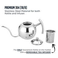 Nati &amp; Home Stainless Steel Drip Coffee Kettle with Built-In Removable Tea Infusion - 1.1 L N3