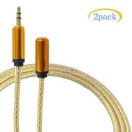 Seadream 2PACK 6 inch 3-Pole 3.5mm Male Right Angle to 3.5mm Female Stereo Audio Cable Headset Extension Cable... N2