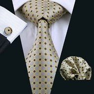 Dan Smatree Yellow Dots Mens Tie Silk Classic Jacquard Woven Necktie Meeting Business