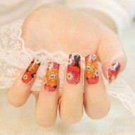 EVTECH(TM) 4 Pcs Rose Peony Carnation Flower Patterns Nail Polish Strips 12 double-ended Nail Decals Strips Nail... N14