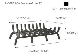 Rugged Iron Lifetime Fireplace Grate - 25" N2