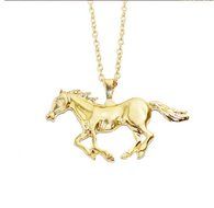 Unisex's Gold Horse Chain Stainless Steel Hot Men Pendant New Necklace N3