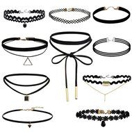 Coosmile 2016 New 10 Pieces Choker Necklace for Women Girls, Black Classic Velvet Stretch Gothic Tattoo Lace N5