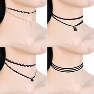 Coosmile 2016 New 10 Pieces Choker Necklace for Women Girls, Black Classic Velvet Stretch Gothic Tattoo Lace N6