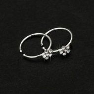 Small Thin Flower Clear Crystal Nose Ring Stud Hoop-Sparkly Crystal Nose Ring N2