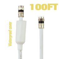 FOWOD RG6 TV White Coaxial Cable, 100 Feet, with F-Male Connectors, Double Shielded, High Performance, Indoor...