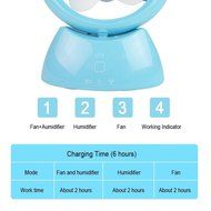 Dolida Misting Fan USB Rechargeable Mini Table Fan Humidifier for Home Office and Travel (Blue) N2