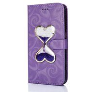 Galaxy S6 Case,Galaxy S6 Wallet Case, PHEZEN Bling Liquid Glitter Love Heart Floating 3D Hourglasses Luxury Pu... N44