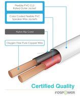 FosPower CL2 Rated 14AWG 2-Conductor In-Wall Speaker Wire (100 Feet) Oxygen-Free Pure Copper - UL Listed for In-Wall...