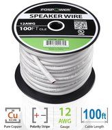 FosPower CL2 Rated 14AWG 2-Conductor In-Wall Speaker Wire (100 Feet) Oxygen-Free Pure Copper - UL Listed for In-Wall... N5