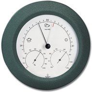 Weather Station - Aneroid Barometer - Analog Thermometer - Spiral Hygrometer - 8 in. Round Solid Beech Wood Frame...