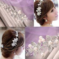 Bendable Shiny Bridal Tiara Butterfly Flower Diamante Wedding Hair vine Headband
