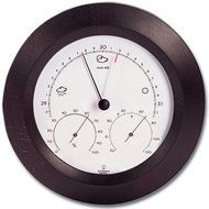 Weather Station - Aneroid Barometer - Analog Thermometer - Spiral Hygrometer - 8 in. Round Solid Beech Wood Frame... N2