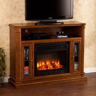 Brown Oak Finish Wildon Home Remote Control Delaney Infrared Electric Fireplace Media Console For TV's Up To 45" N4