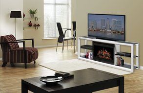 Dimplex Novara Media Console with 25 Inch Electric Firebox, White, SAP-300-W N3