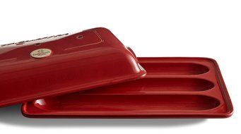 Emile Henry Made In France Flame Baguette Baker, 15.4 x 9.4", Burgundy
