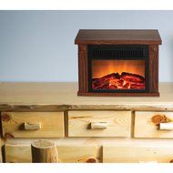 Warm House TZRF-10344 Zurich Tabletop Retro Electric Fireplace - Medium Wood-Print Finish N3