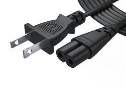 [UL Listed] Pwr+ AC Cable Replacement Power Cord 2 Prong 6 Feet (Black) N4
