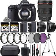 Canon EOS 6D DSLR Camera + Canon 24-105mm IS USM Lens + 0.43X Wide Angle Lens + 2.2x Telephoto Lens + 64GB Storage...