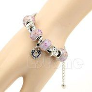 Lampwork Flower Handmade Metal Murano Glass Beads Fit European Charm Bracelet