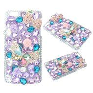 Spritech(TM) Bling Clear Phone Case For Iphone 7 Plus 5.5inch,3D Handmade Blue Crystal Flower Butterfly Accessary... N6